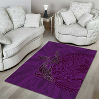 Hawaiian Whales Polynesian Art Motifs Area Rug Purple Color - Polynesian Pride