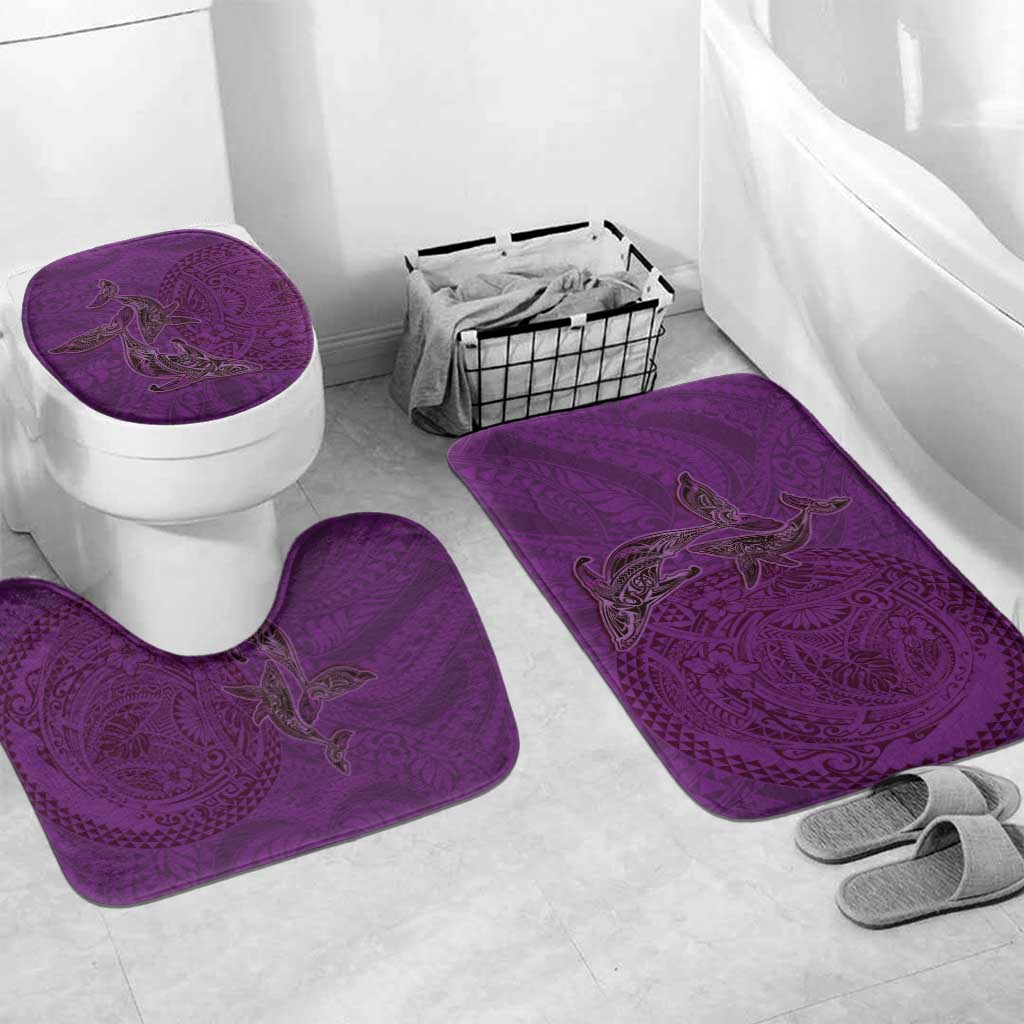 Hawaiian Whales Polynesian Art Motifs Bathroom Set Purple Color - Polynesian Pride