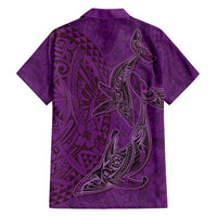 Hawaiian Whales Polynesian Art Motifs Hawaiian Shirt Purple Color - Polynesian Pride
