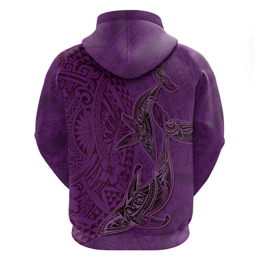 Hawaiian Whales Polynesian Art Motifs Hoodie Purple Color - Polynesian Pride