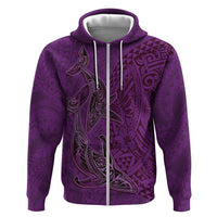 Hawaiian Whales Polynesian Art Motifs Hoodie Purple Color - Polynesian Pride