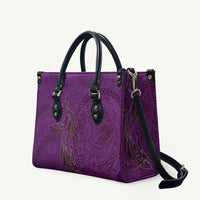 Hawaiian Whales Polynesian Art Motifs Leather Bag Purple Color - Polynesian Pride