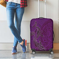 Hawaiian Whales Polynesian Art Motifs Luggage Cover Purple Color - Polynesian Pride