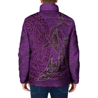 Hawaiian Whales Polynesian Art Motifs Padded Jacket Purple Color - Polynesian Pride