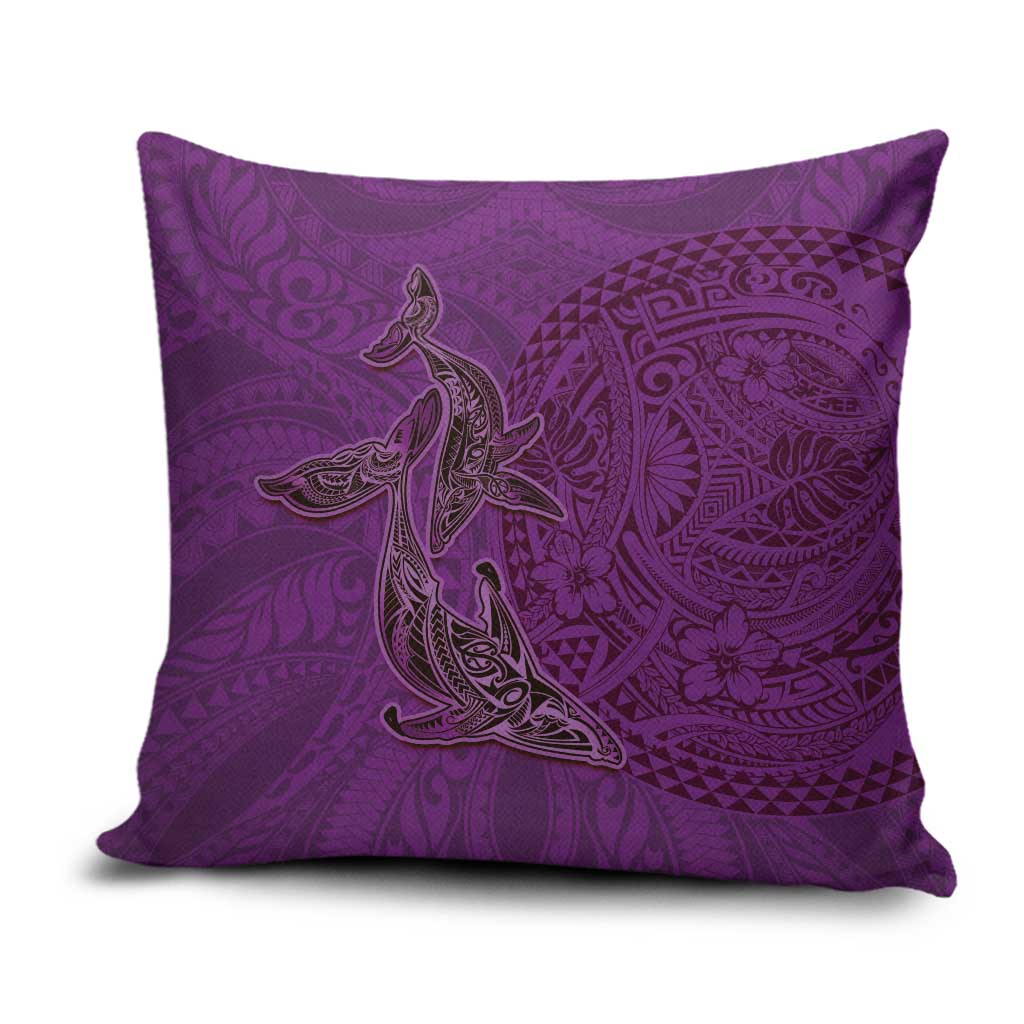 Hawaiian Whales Polynesian Art Motifs Pillow Cover Purple Color - Polynesian Pride
