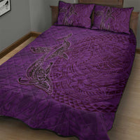 Hawaiian Whales Polynesian Art Motifs Quilt Bed Set Purple Color - Polynesian Pride