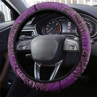 Hawaiian Whales Polynesian Art Motifs Steering Wheel Cover Purple Color - Polynesian Pride