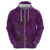 Hawaiian Whales Polynesian Art Motifs Zip Hoodie Purple Color - Polynesian Pride