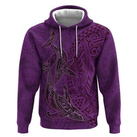 Hawaiian Whales Polynesian Art Motifs Zip Hoodie Purple Color - Polynesian Pride