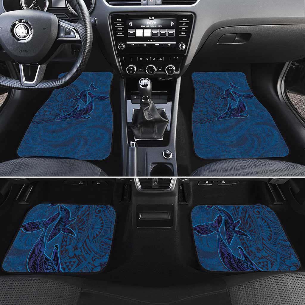 Hawaiian Whales Polynesian Art Motifs Car Mats Blue Color - Polynesian Pride
