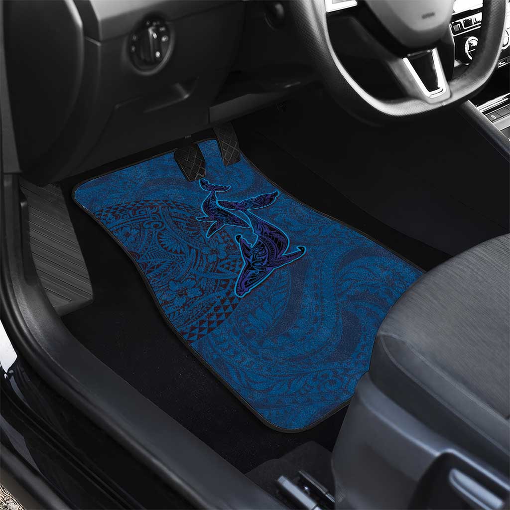 Hawaiian Whales Polynesian Art Motifs Car Mats Blue Color - Polynesian Pride