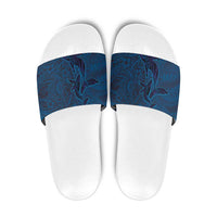 Hawaiian Whales Polynesian Art Motifs Slide Sandals Blue Color - Polynesian Pride