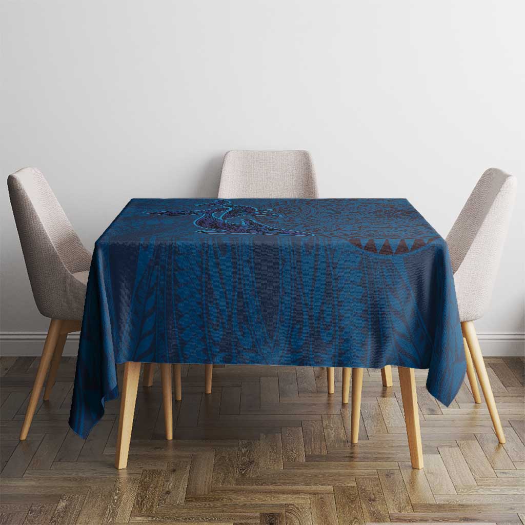 Hawaiian Whales Polynesian Art Motifs Tablecloth Blue Color - Polynesian Pride