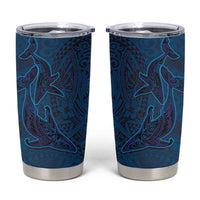 Hawaiian Whales Polynesian Art Motifs Tumbler Cup Blue Color - Polynesian Pride
