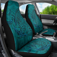 Hawaiian Whales Polynesian Art Motifs Car Seat Cover Turquoise Color - Polynesian Pride