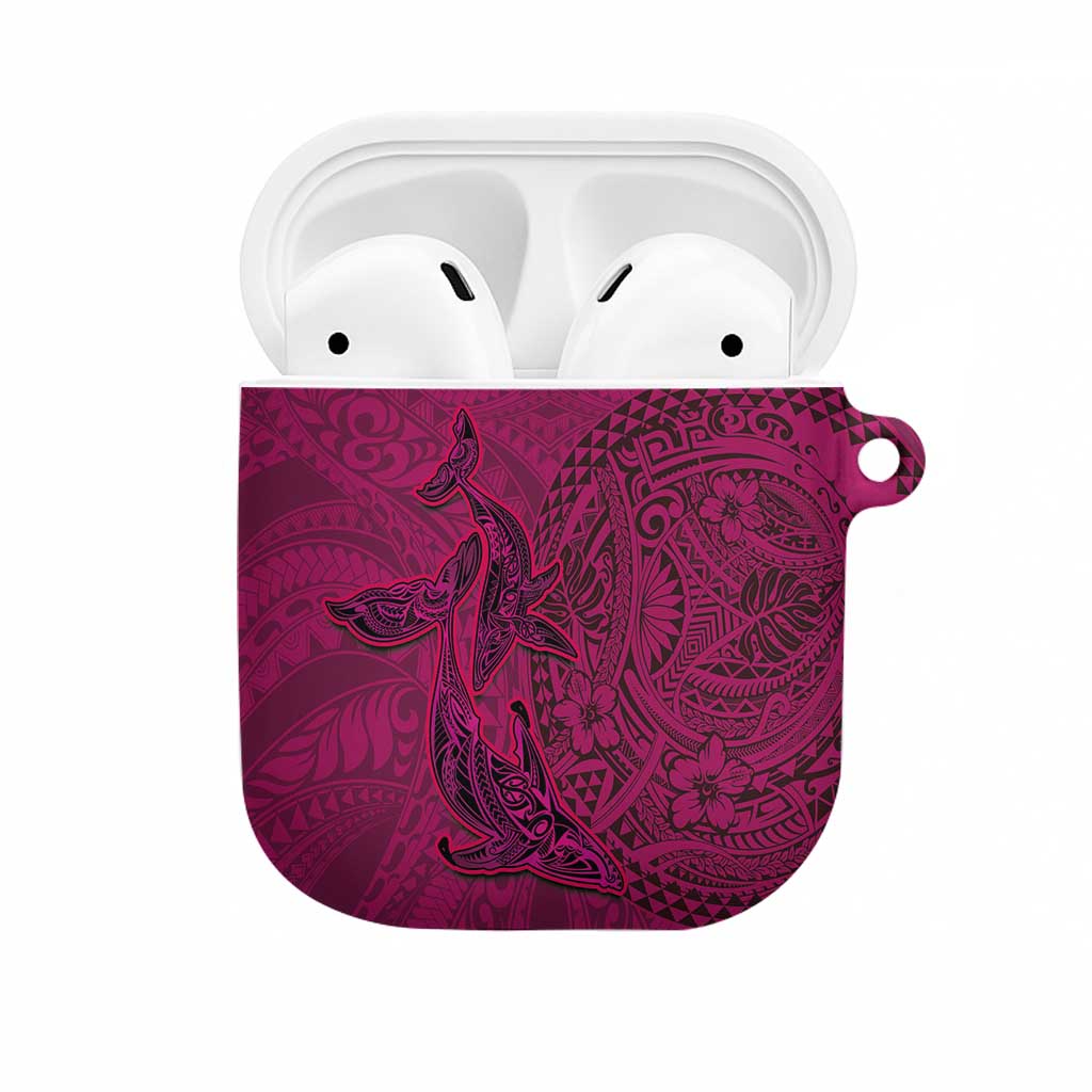 Hawaiian Whales Polynesian Art Motifs AirPods Case Pink Color - Polynesian Pride