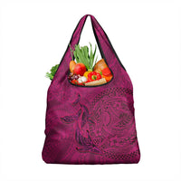 Hawaiian Whales Polynesian Art Motifs Grocery Bag Pink Color - Polynesian Pride