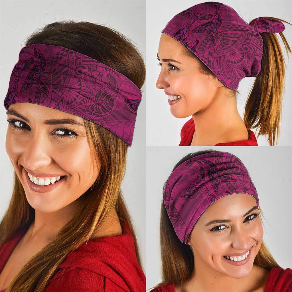 Hawaiian Whales Polynesian Art Motifs Neck Gaiter Pink Color - Polynesian Pride