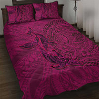 Hawaiian Whales Polynesian Art Motifs Quilt Bed Set Pink Color - Polynesian Pride