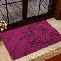Hawaiian Whales Polynesian Art Motifs Rubber Doormat Pink Color - Polynesian Pride