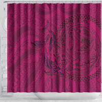 Hawaiian Whales Polynesian Art Motifs Shower Curtain Pink Color - Polynesian Pride