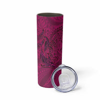 Hawaiian Whales Polynesian Art Motifs Skinny Tumbler Pink Color - Polynesian Pride