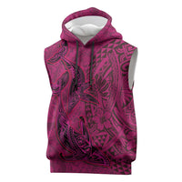Hawaiian Whales Polynesian Art Motifs Sleeveless Hoodie Pink Color - Polynesian Pride