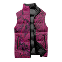 Hawaiian Whales Polynesian Art Motifs Sleeveless Puffer Jacket Pink Color - Polynesian Pride