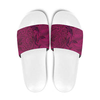 Hawaiian Whales Polynesian Art Motifs Slide Sandals Pink Color - Polynesian Pride