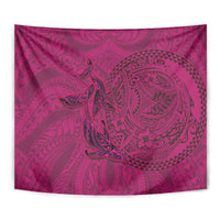 Hawaiian Whales Polynesian Art Motifs Tapestry Pink Color - Polynesian Pride