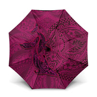 Hawaiian Whales Polynesian Art Motifs Umbrella Pink Color - Polynesian Pride