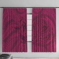 Hawaiian Whales Polynesian Art Motifs Window Curtain Pink Color - Polynesian Pride