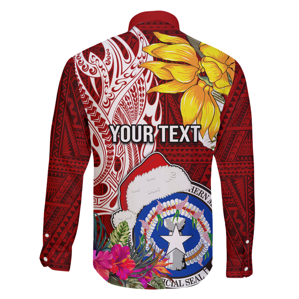 Custom Northern Mariana Islands Christmas Family Matching Off Shoulder Short Dress and Hawaiian Shirt Funny Santa Hug Latte Stone Ylang-ylang and Polynesia Pattern Red LT03 - Polynesian Pride