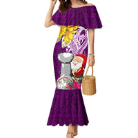 Custom Northern Mariana Islands Christmas Mermaid Dress Funny Santa Hug Latte Stone Ylang-ylang and Polynesia Pattern Pink LT03 Women Pink - Polynesian Pride