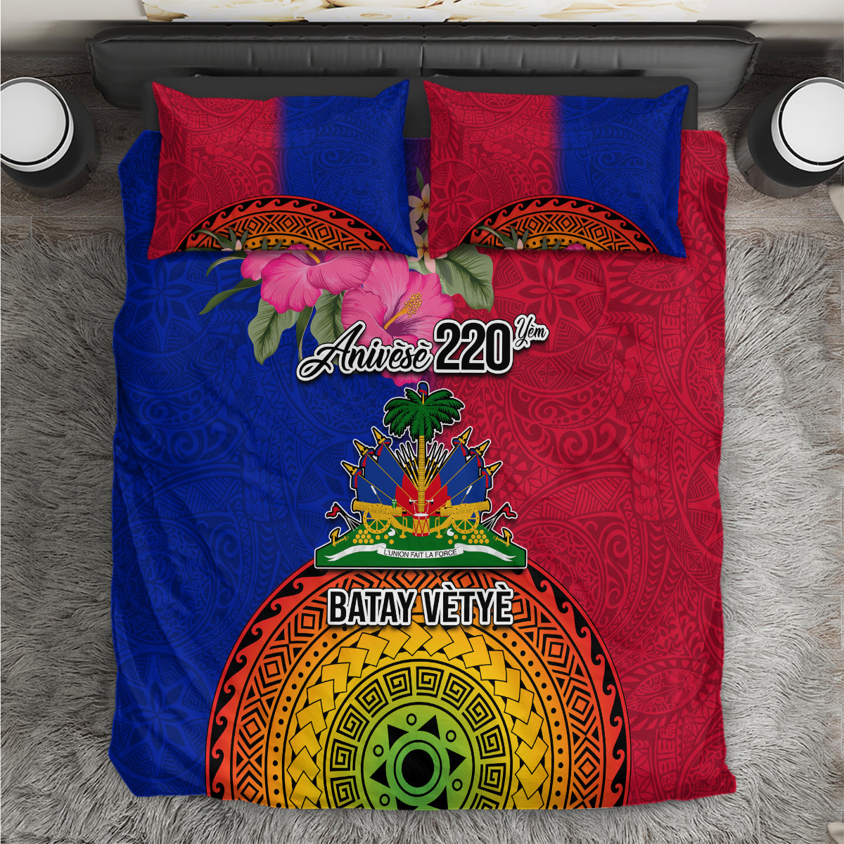 Haiti Battle of Vertieres Bedding Set The Haitian Revolution 220th Anniversary Polynesian Style LT03 Red - Polynesian Pride