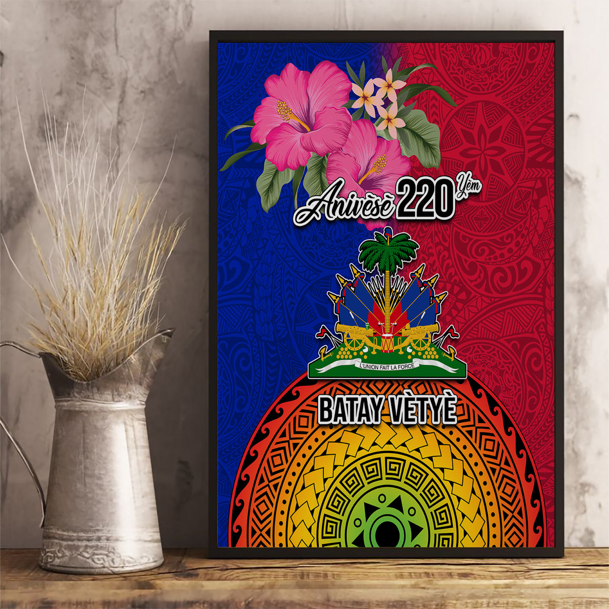 Haiti Battle of Vertieres Canvas Wall Art The Haitian Revolution 220th Anniversary Polynesian Style LT03 - Polynesian Pride