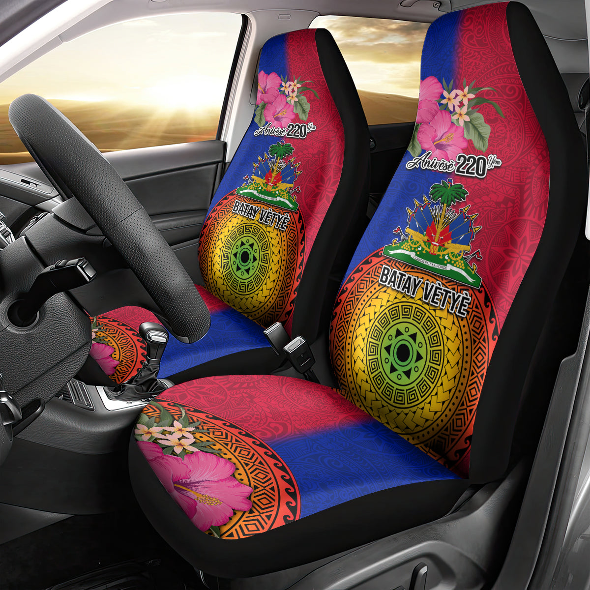 Haiti Battle of Vertieres Car Seat Cover The Haitian Revolution 220th Anniversary Polynesian Style LT03 - Polynesian Pride