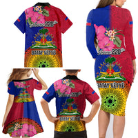 Haiti Battle of Vertieres Family Matching Long Sleeve Bodycon Dress and Hawaiian Shirt The Haitian Revolution 220th Anniversary Polynesian Style LT03 - Polynesian Pride