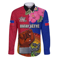 Haiti Battle of Vertieres Family Matching Long Sleeve Bodycon Dress and Hawaiian Shirt The Haitian Revolution 220th Anniversary Polynesian Style LT03 Dad's Shirt - Long Sleeve Red - Polynesian Pride