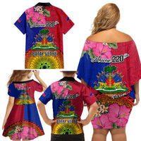 Haiti Battle of Vertieres Family Matching Off Shoulder Short Dress and Hawaiian Shirt The Haitian Revolution 220th Anniversary Polynesian Style LT03 - Polynesian Pride