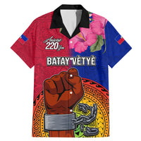 Personalised Haiti Battle of Vertieres Family Matching Mermaid Dress and Hawaiian Shirt The Haitian Revolution 220th Anniversary Polynesian Style LT03 Dad's Shirt - Short Sleeve Red - Polynesian Pride