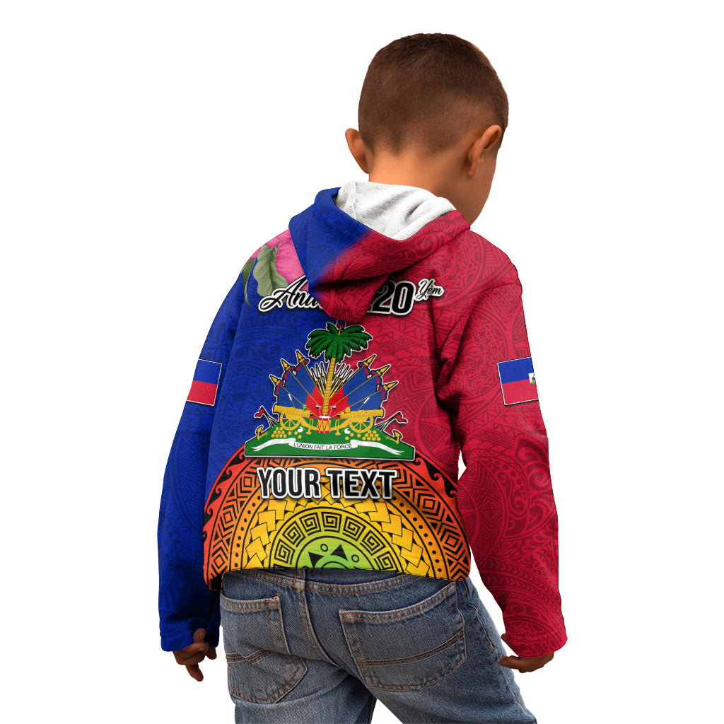Personalised Haiti Battle of Vertieres Kid Hoodie The Haitian Revolution 220th Anniversary Polynesian Style LT03 - Polynesian Pride
