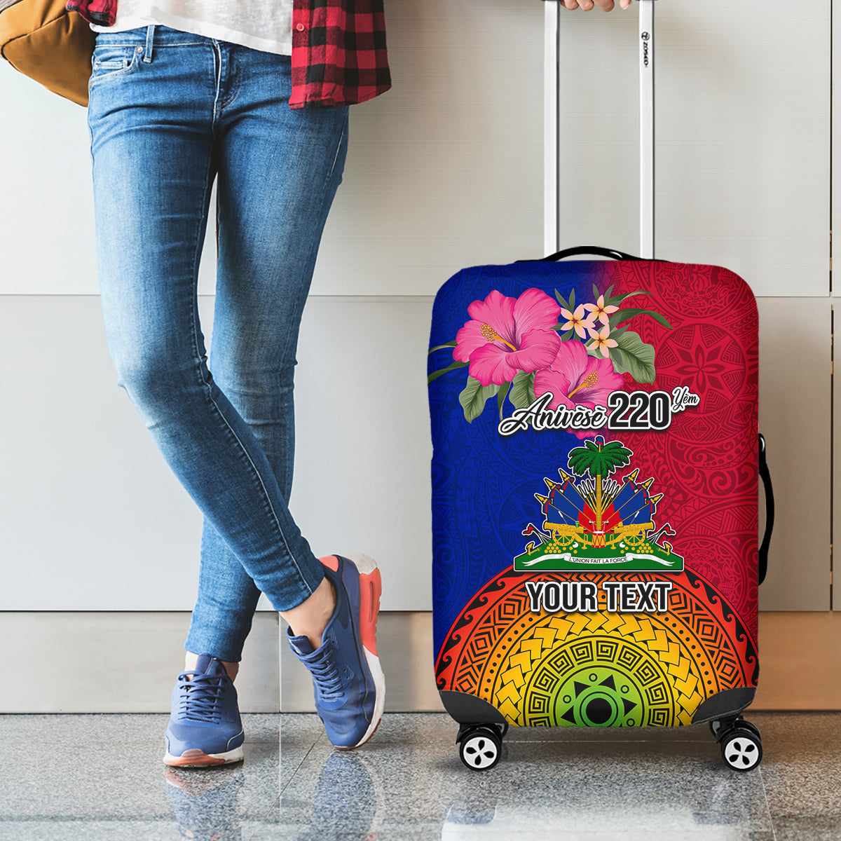 Personalised Haiti Battle of Vertieres Luggage Cover The Haitian Revolution 220th Anniversary Polynesian Style LT03 - Polynesian Pride