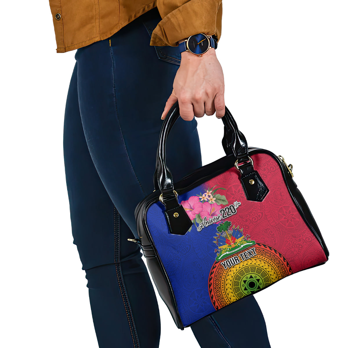 Personalised Haiti Battle of Vertieres Shoulder Handbag The Haitian Revolution 220th Anniversary Polynesian Style LT03 - Polynesian Pride