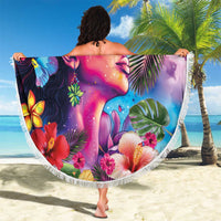 Polynesian Women Beach Blanket Tropical Plant - Vibrant Surreal Dreamscape Vibe