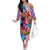 Polynesian Women Family Matching Off The Shoulder Long Sleeve Dress and Hawaiian Shirt Tropical Plant - Vibrant Surreal Dreamscape Vibe