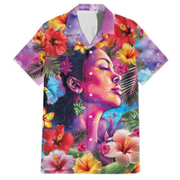 Polynesian Women Family Matching Off Shoulder Maxi Dress and Hawaiian Shirt Tropical Plant - Vibrant Surreal Dreamscape Vibe