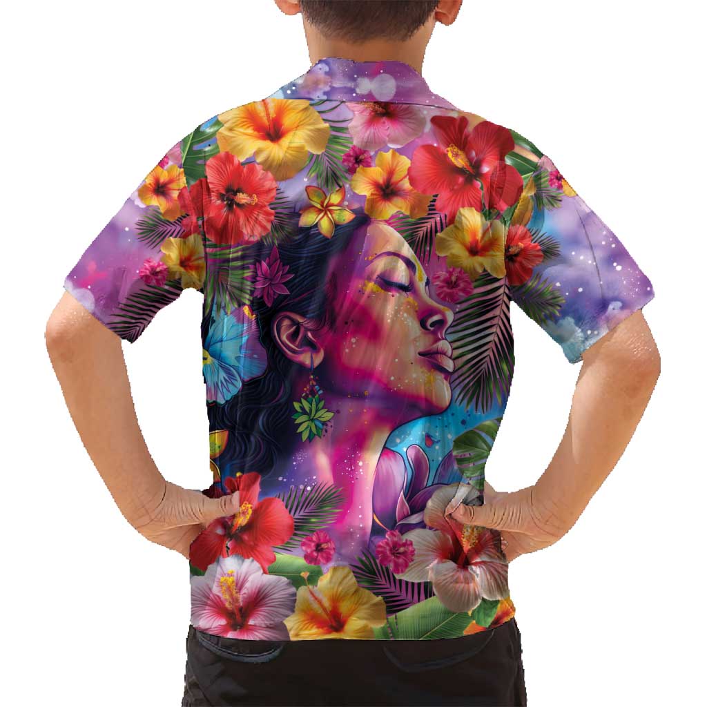 Polynesian Women Family Matching Tank Maxi Dress and Hawaiian Shirt Tropical Plant - Vibrant Surreal Dreamscape Vibe