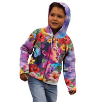 Polynesian Women Kid Hoodie Tropical Plant - Vibrant Surreal Dreamscape Vibe