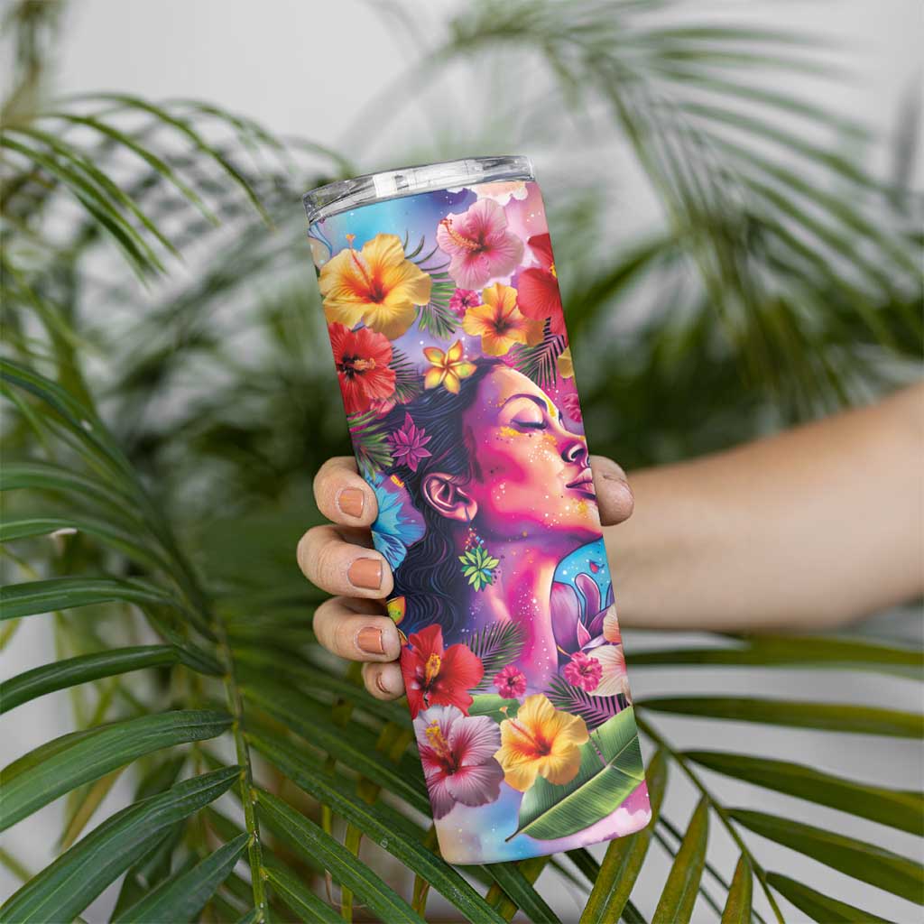 Polynesian Women Skinny Tumbler Tropical Plant - Vibrant Surreal Dreamscape Vibe LT03 - Polynesian Pride